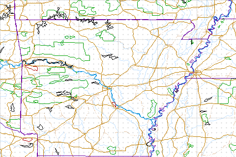 image map of Arkansas