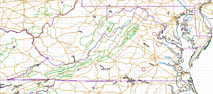 image map of Virginia