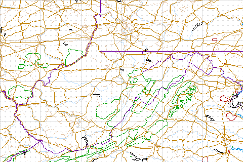 image map of West Virginia